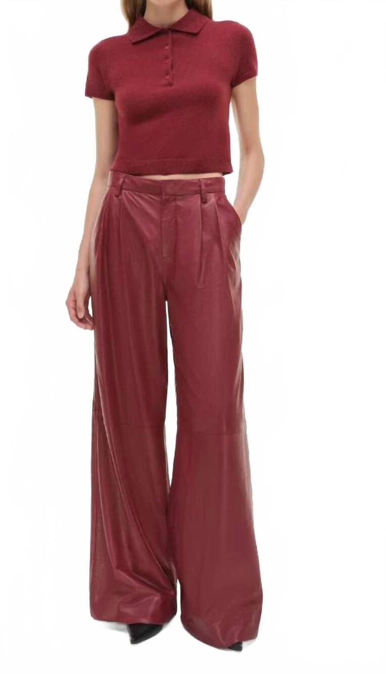 NEW SIMKHAI kobie wide leg leather pants in cranberry